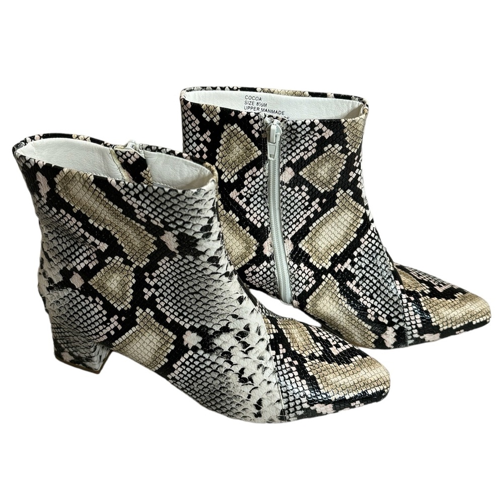 Cocoa Faux Snakeskin Ankle Boots Size 8.5, Vegan Leather, 2.25 inch heel - Picture 3 of 9
